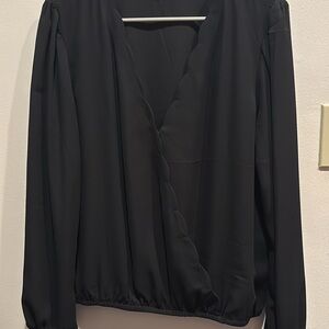 Nine Britton Black V-Neck Blouse